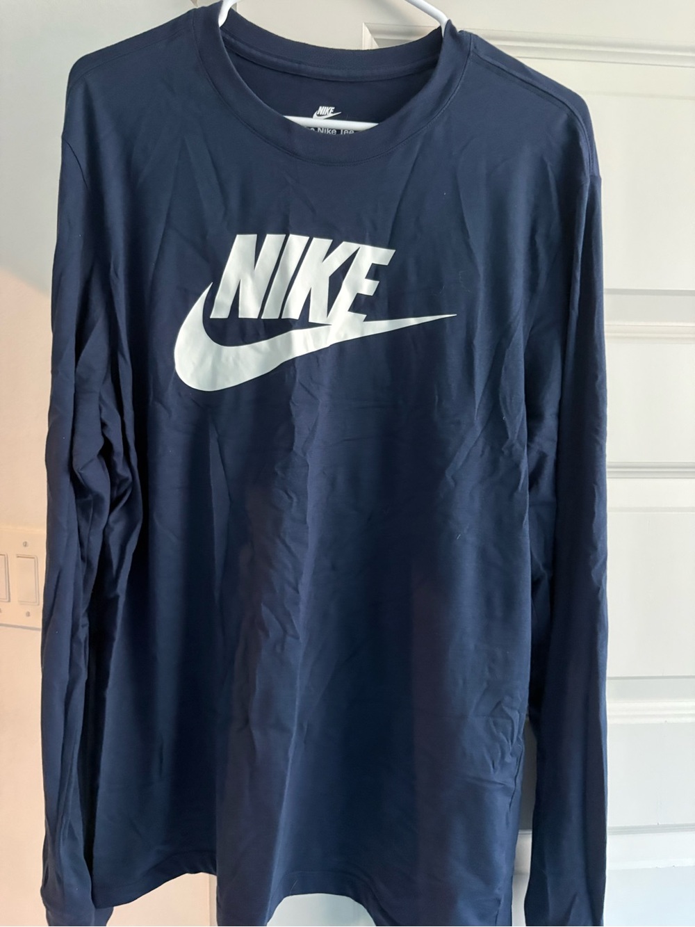 MEN'S NIKE SPORTSWEAR LONG SLEEVE T-SHIRT TOP BLUE NAVY WHITE CI6291-451 LARGE